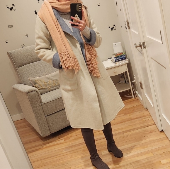 Petite Studio Blue and White Reversible Wool Coat XXS - Picture 5 of 5